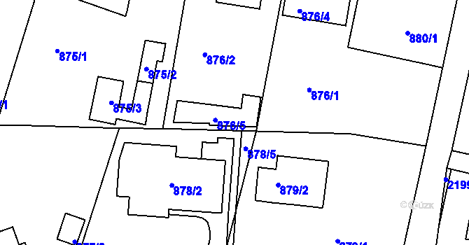 Parcela st. 876/5 v KÚ Ruprechtice, Katastrální mapa