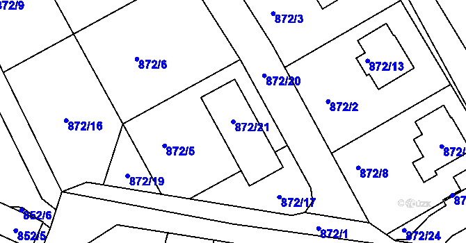 Parcela st. 872/21 v KÚ Ruprechtice, Katastrální mapa