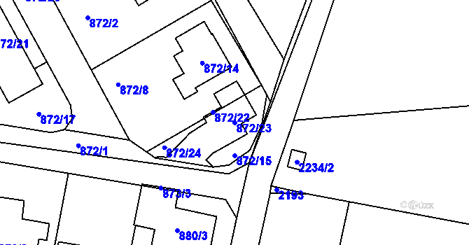 Parcela st. 872/23 v KÚ Ruprechtice, Katastrální mapa