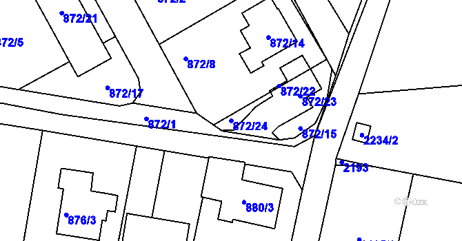 Parcela st. 872/24 v KÚ Ruprechtice, Katastrální mapa