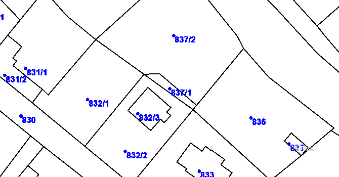Parcela st. 837/1 v KÚ Ruprechtice, Katastrální mapa