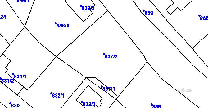 Parcela st. 837/2 v KÚ Ruprechtice, Katastrální mapa