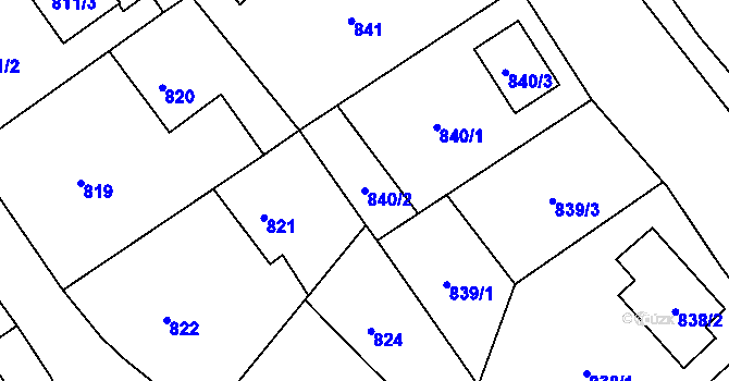 Parcela st. 840/2 v KÚ Ruprechtice, Katastrální mapa