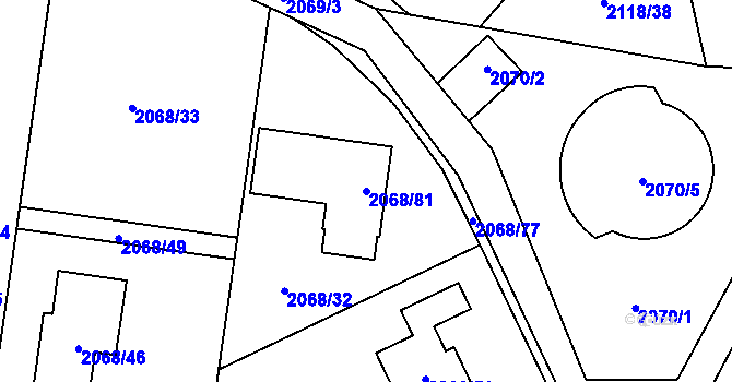 Parcela st. 2068/81 v KÚ Ruprechtice, Katastrální mapa