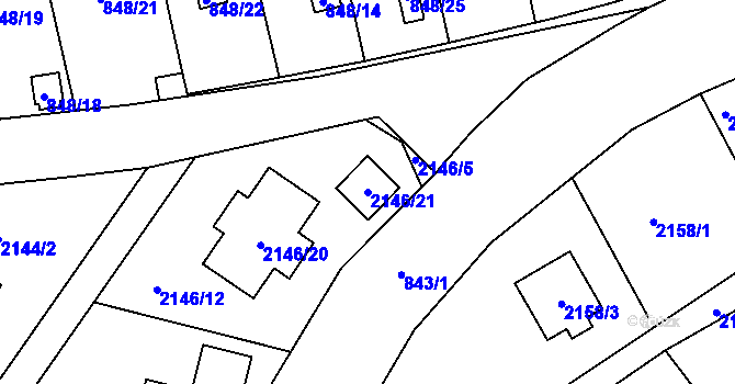 Parcela st. 2146/21 v KÚ Ruprechtice, Katastrální mapa
