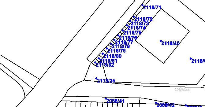 Parcela st. 2118/80 v KÚ Ruprechtice, Katastrální mapa