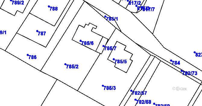 Parcela st. 785/8 v KÚ Ruprechtice, Katastrální mapa