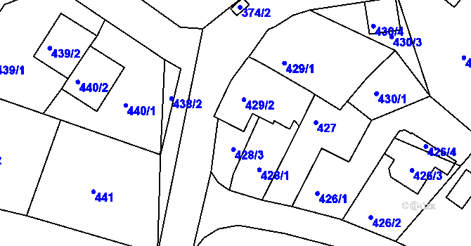 Parcela st. 428/4 v KÚ Ruprechtice, Katastrální mapa