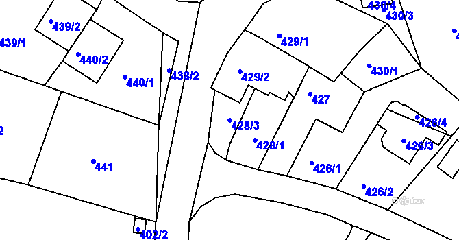 Parcela st. 428/3 v KÚ Ruprechtice, Katastrální mapa