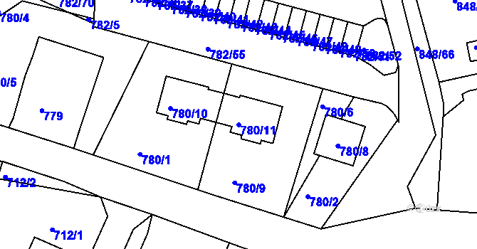 Parcela st. 780/11 v KÚ Ruprechtice, Katastrální mapa