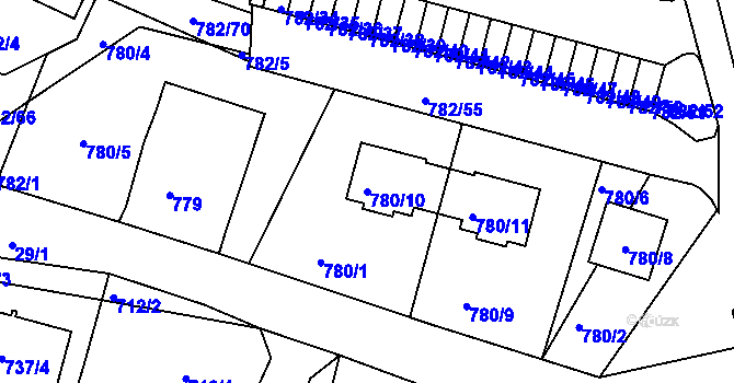 Parcela st. 780/10 v KÚ Ruprechtice, Katastrální mapa