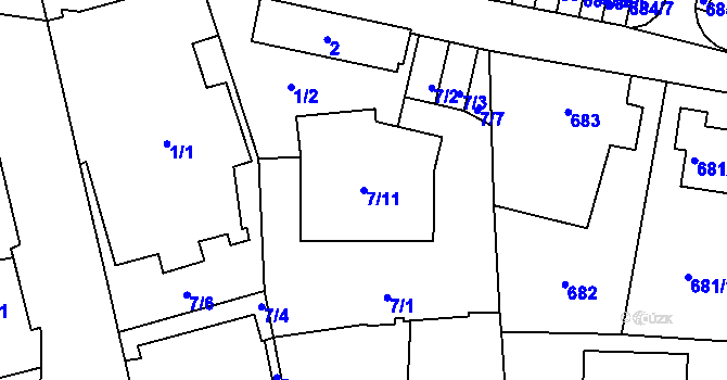 Parcela st. 7/11 v KÚ Ruprechtice, Katastrální mapa