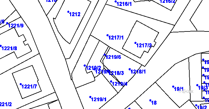Parcela st. 1219/6 v KÚ Ruprechtice, Katastrální mapa