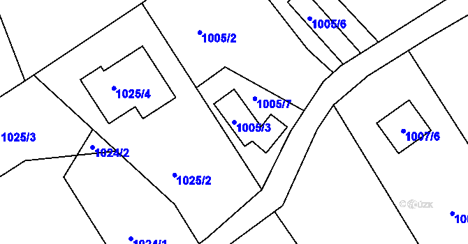 Parcela st. 1005/3 v KÚ Ruprechtice, Katastrální mapa