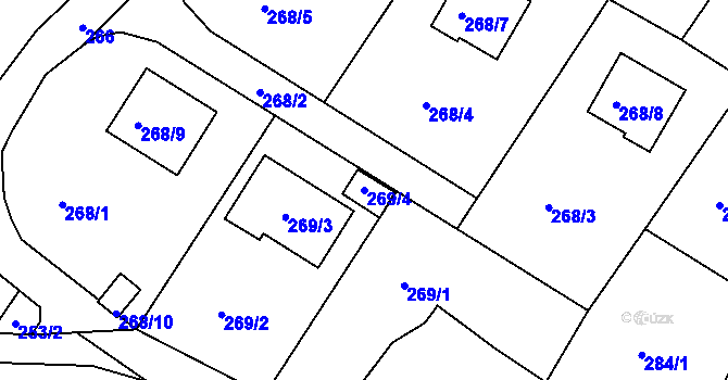 Parcela st. 269/4 v KÚ Ruprechtice, Katastrální mapa
