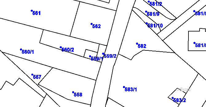 Parcela st. 559/2 v KÚ Ruprechtice, Katastrální mapa
