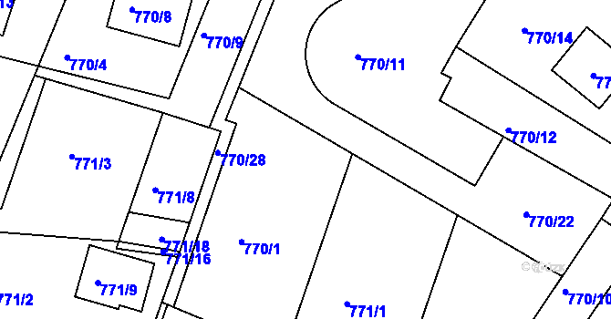 Parcela st. 770/18 v KÚ Ruprechtice, Katastrální mapa