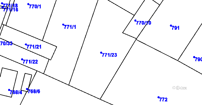 Parcela st. 771/23 v KÚ Ruprechtice, Katastrální mapa
