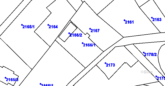 Parcela st. 2166/1 v KÚ Ruprechtice, Katastrální mapa