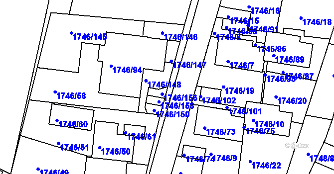 Parcela st. 1746/152 v KÚ Ruprechtice, Katastrální mapa