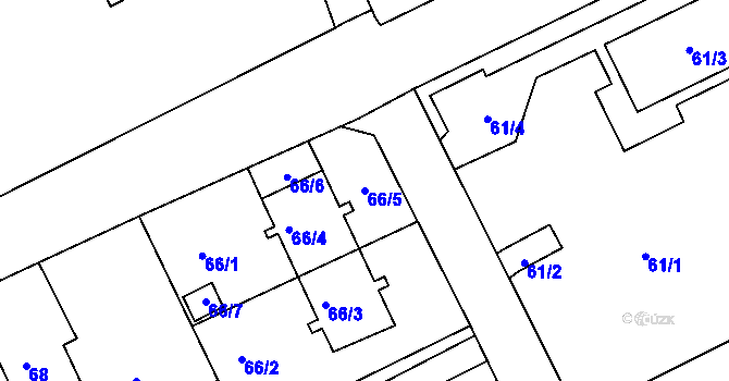 Parcela st. 66/5 v KÚ Ruprechtice, Katastrální mapa