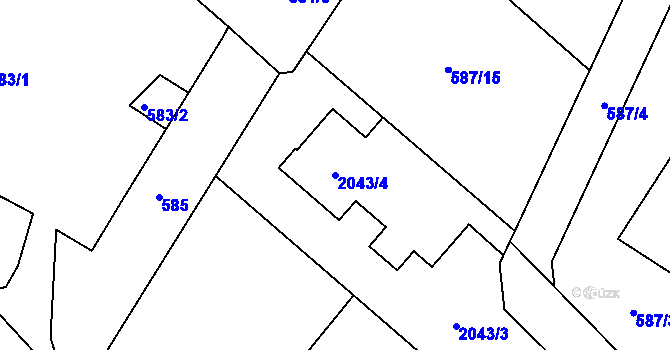 Parcela st. 2043/4 v KÚ Ruprechtice, Katastrální mapa
