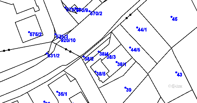 Parcela st. 38/4 v KÚ Nové Pavlovice, Katastrální mapa