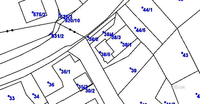 Parcela st. 38/5 v KÚ Nové Pavlovice, Katastrální mapa