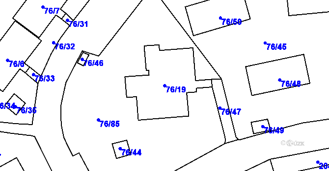 Parcela st. 76/19 v KÚ Nové Pavlovice, Katastrální mapa