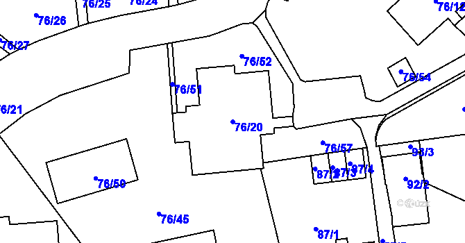 Parcela st. 76/20 v KÚ Nové Pavlovice, Katastrální mapa