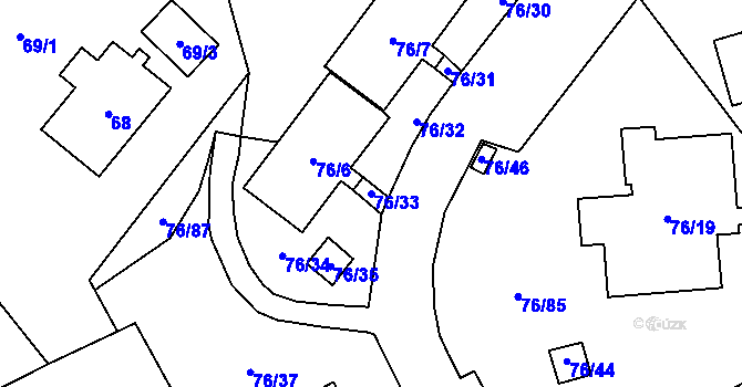 Parcela st. 76/33 v KÚ Nové Pavlovice, Katastrální mapa