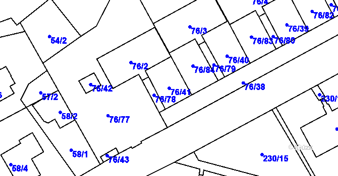 Parcela st. 76/41 v KÚ Nové Pavlovice, Katastrální mapa