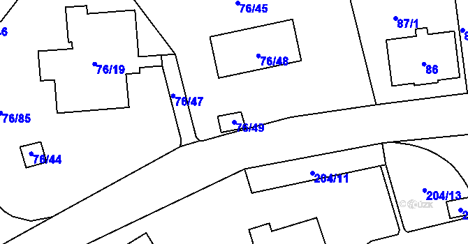 Parcela st. 76/49 v KÚ Nové Pavlovice, Katastrální mapa