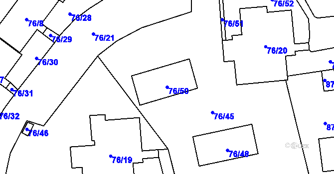 Parcela st. 76/50 v KÚ Nové Pavlovice, Katastrální mapa