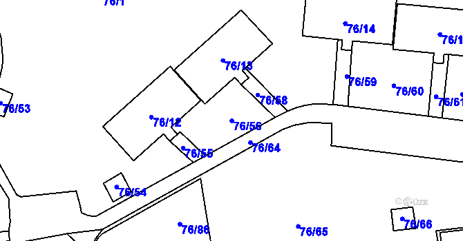 Parcela st. 76/56 v KÚ Nové Pavlovice, Katastrální mapa