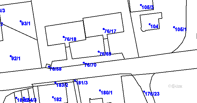 Parcela st. 76/69 v KÚ Nové Pavlovice, Katastrální mapa