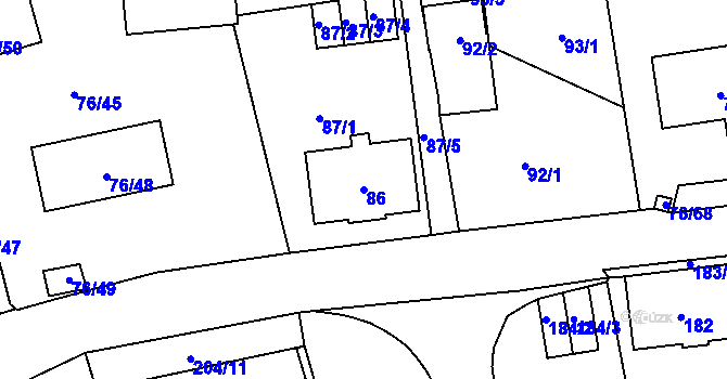 Parcela st. 86 v KÚ Nové Pavlovice, Katastrální mapa