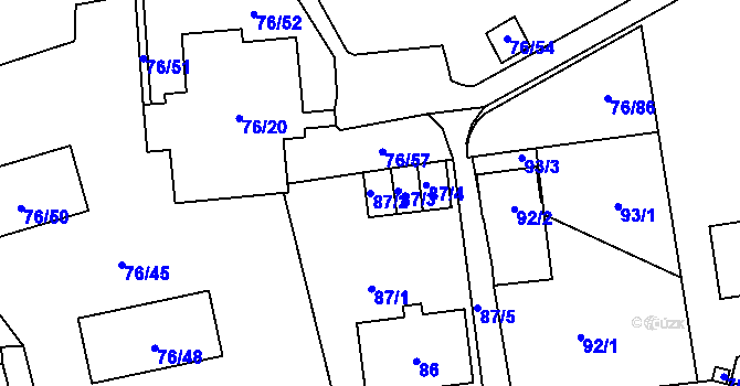 Parcela st. 87/2 v KÚ Nové Pavlovice, Katastrální mapa