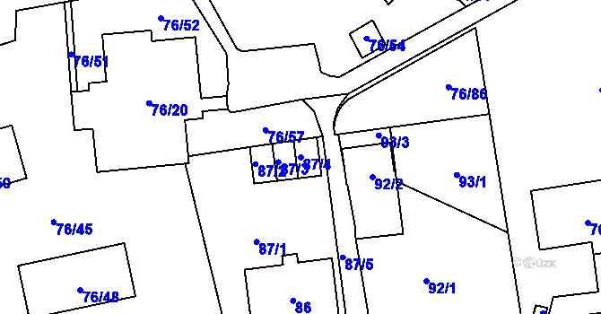 Parcela st. 87/4 v KÚ Nové Pavlovice, Katastrální mapa