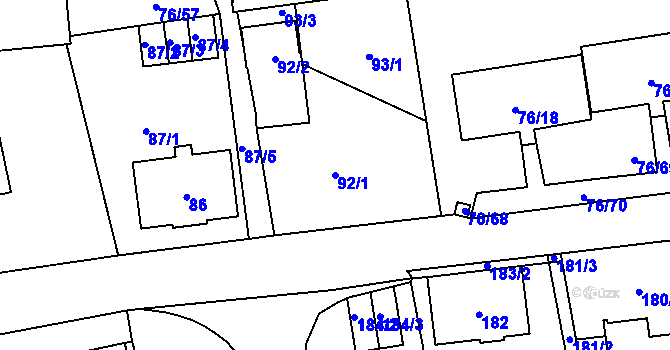 Parcela st. 92/1 v KÚ Nové Pavlovice, Katastrální mapa
