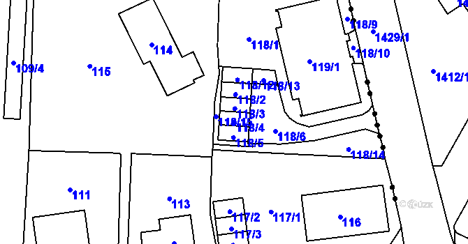 Parcela st. 118/4 v KÚ Nové Pavlovice, Katastrální mapa