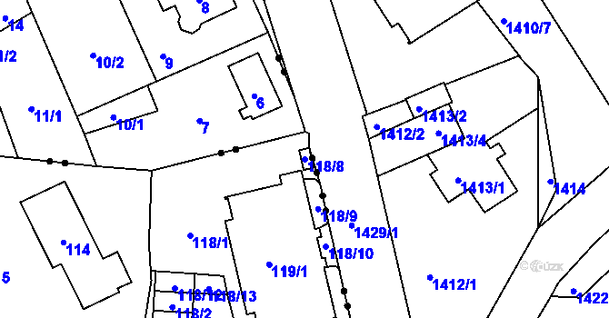Parcela st. 118/8 v KÚ Nové Pavlovice, Katastrální mapa