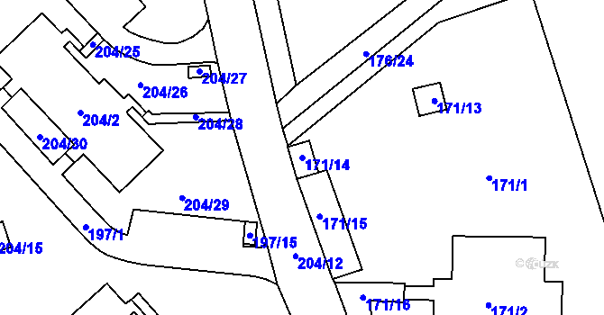 Parcela st. 171/14 v KÚ Nové Pavlovice, Katastrální mapa