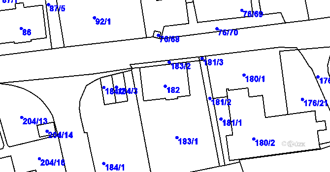 Parcela st. 182 v KÚ Nové Pavlovice, Katastrální mapa