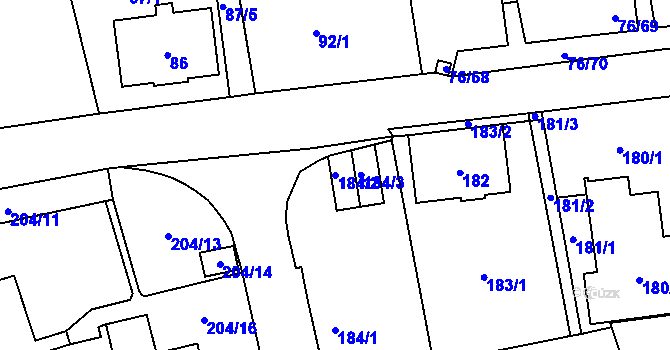 Parcela st. 184/2 v KÚ Nové Pavlovice, Katastrální mapa