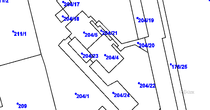 Parcela st. 204/4 v KÚ Nové Pavlovice, Katastrální mapa