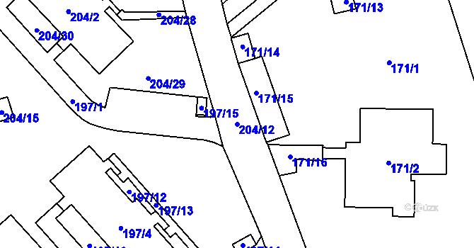 Parcela st. 204/12 v KÚ Nové Pavlovice, Katastrální mapa