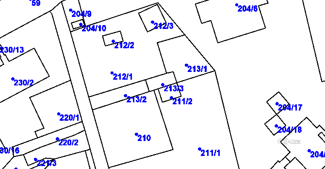 Parcela st. 213/3 v KÚ Nové Pavlovice, Katastrální mapa