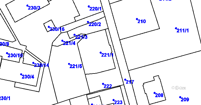 Parcela st. 221/1 v KÚ Nové Pavlovice, Katastrální mapa