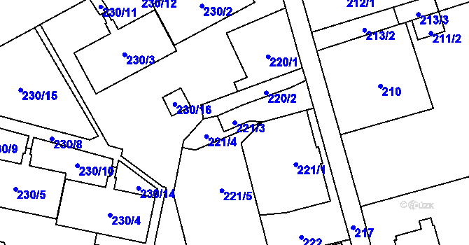 Parcela st. 221/3 v KÚ Nové Pavlovice, Katastrální mapa